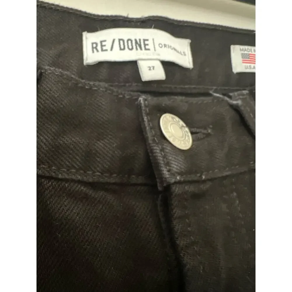 Re/Done Black‎ Raw Hem Straight Leg Jeans size 27